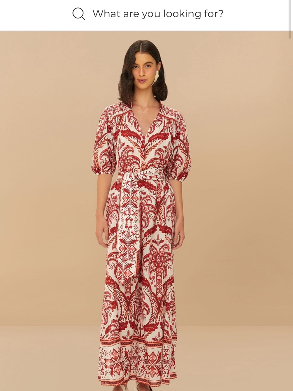 FARM Rio Red and Cream Paisley-Print Maxi Dress